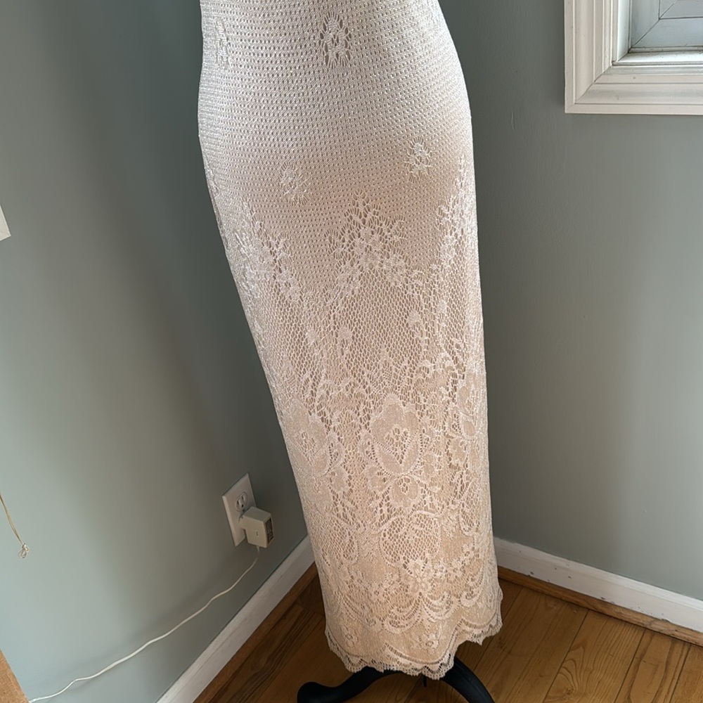 Vintage JCP Onyx Nite rose gold crochet occasion dress Size 8P - Picture 5 of 10